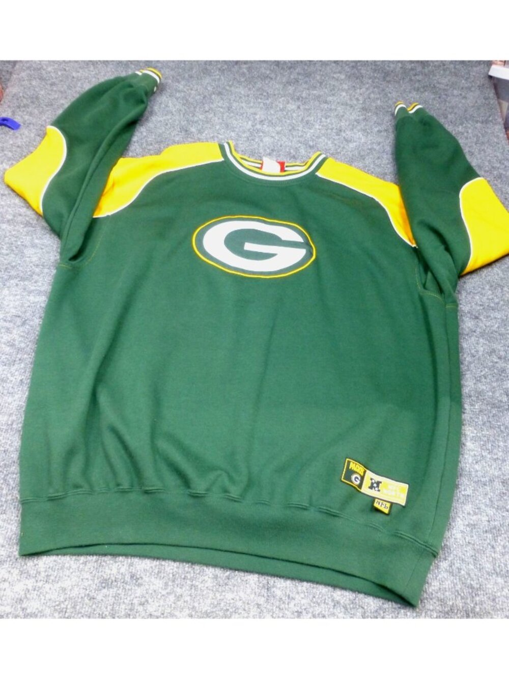 Green Bay Packers NFL Big G Sweatshirt L Green & Yellow Crewneck Pullover NFC No